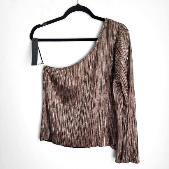 NWT House Of Harlow 1960 x Revolve Ross Rose Gold Metallic One Shoulder Boho Top - Picture 10 of 14